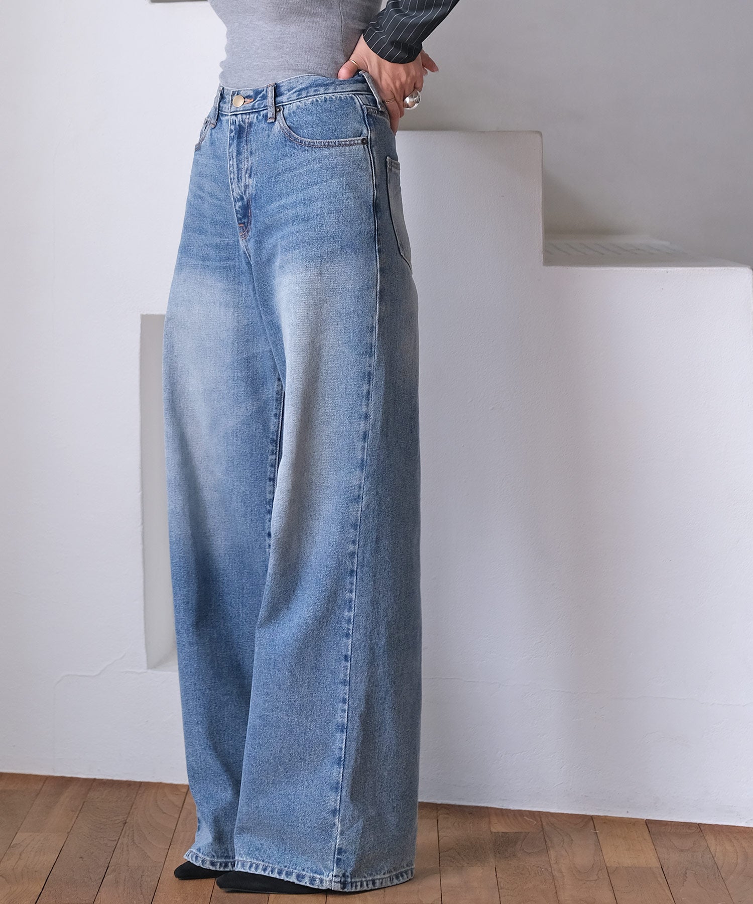 ✦ AKTE（アクテ）ワイドデニム　サイズ1 / 完売サイズ / 新品タグ付き ストレートワイドデニムパンツ | AKTE