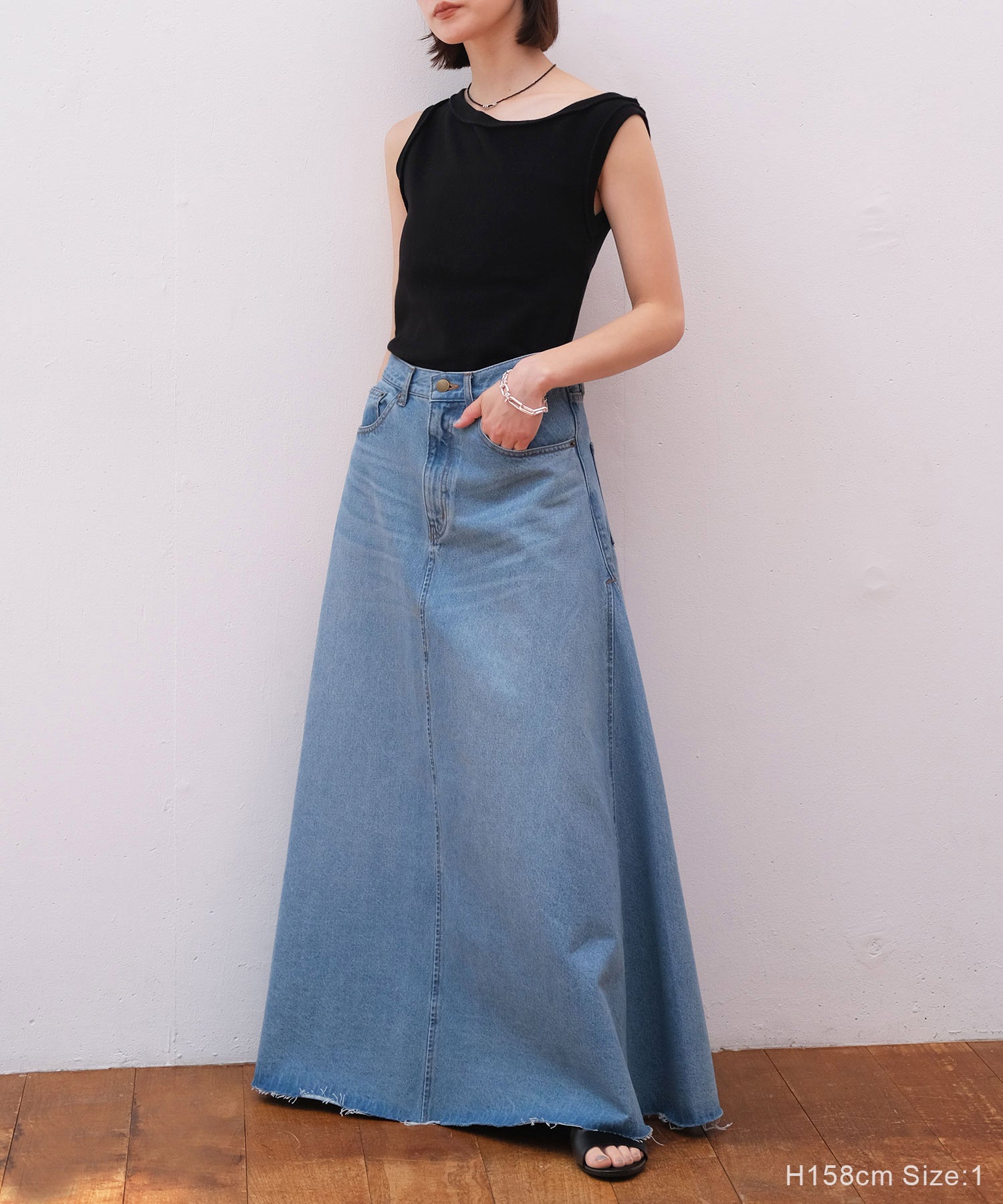 d.i.a/ペイントデニムマキシスカート CHIC STYLE（シックスタイル） デニムスカート ソフトデニムマキシ