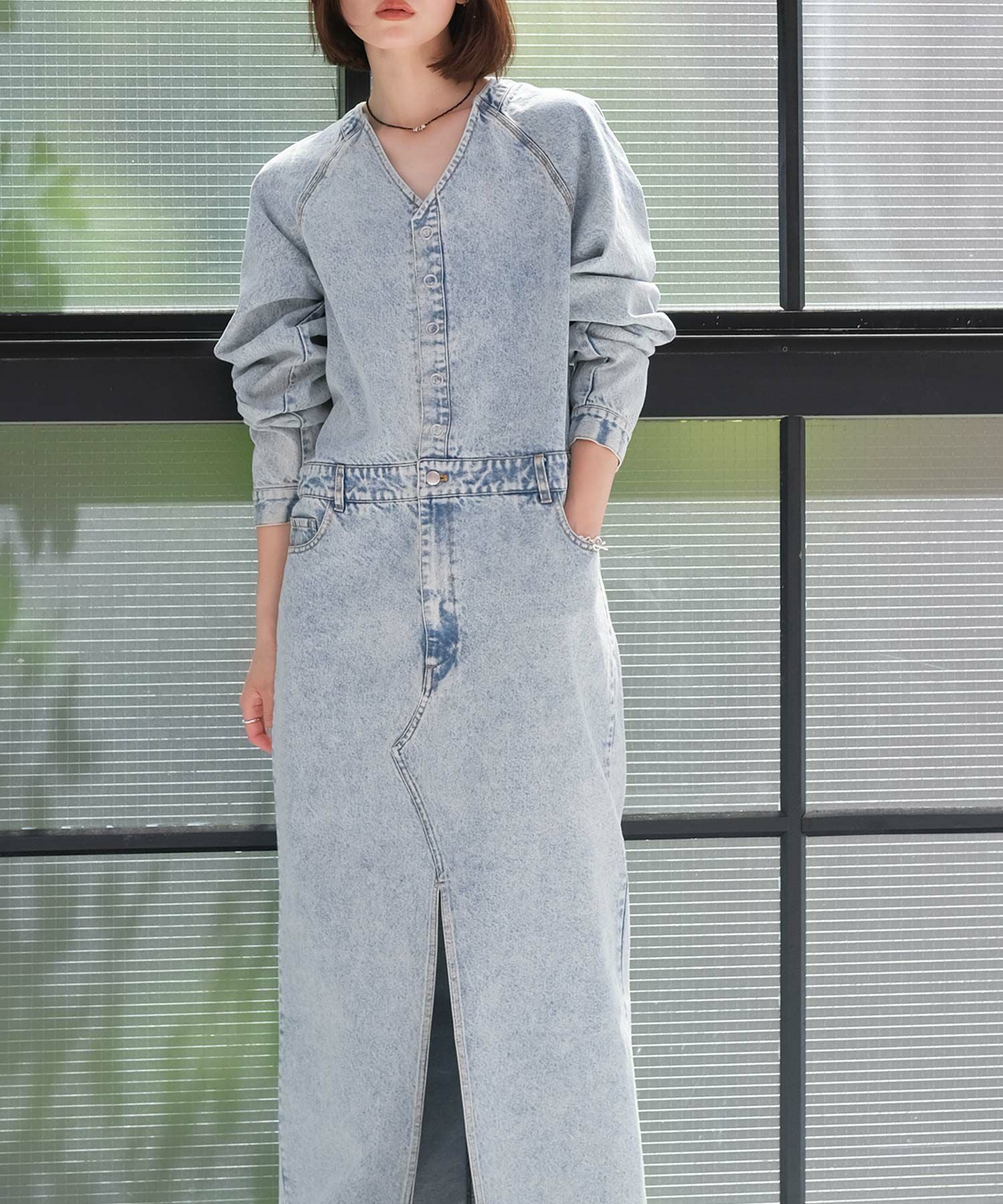 AKTE アクテ 2WAY Vネックデニムドレス ワンピース ロング丈 サイズ2 Vネックデニムドレス | AKTE